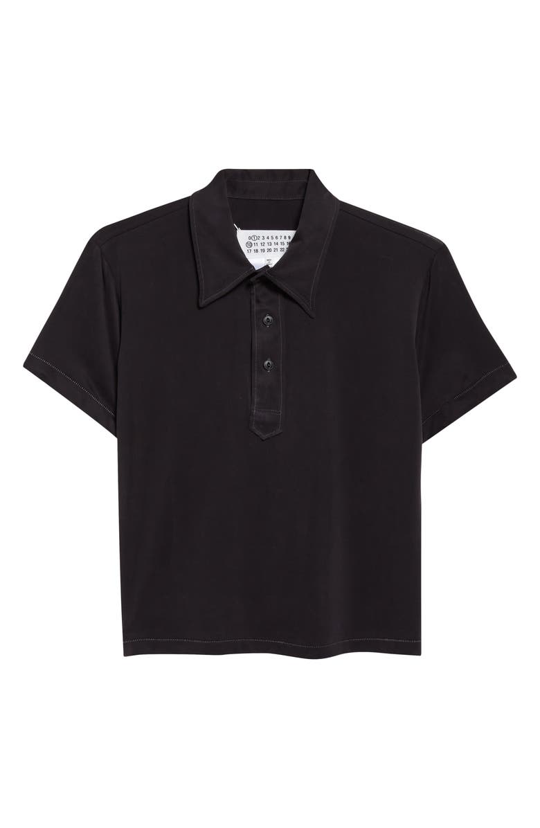 Maison Margiela Contrast Stitch Polo, Main, color, Black
