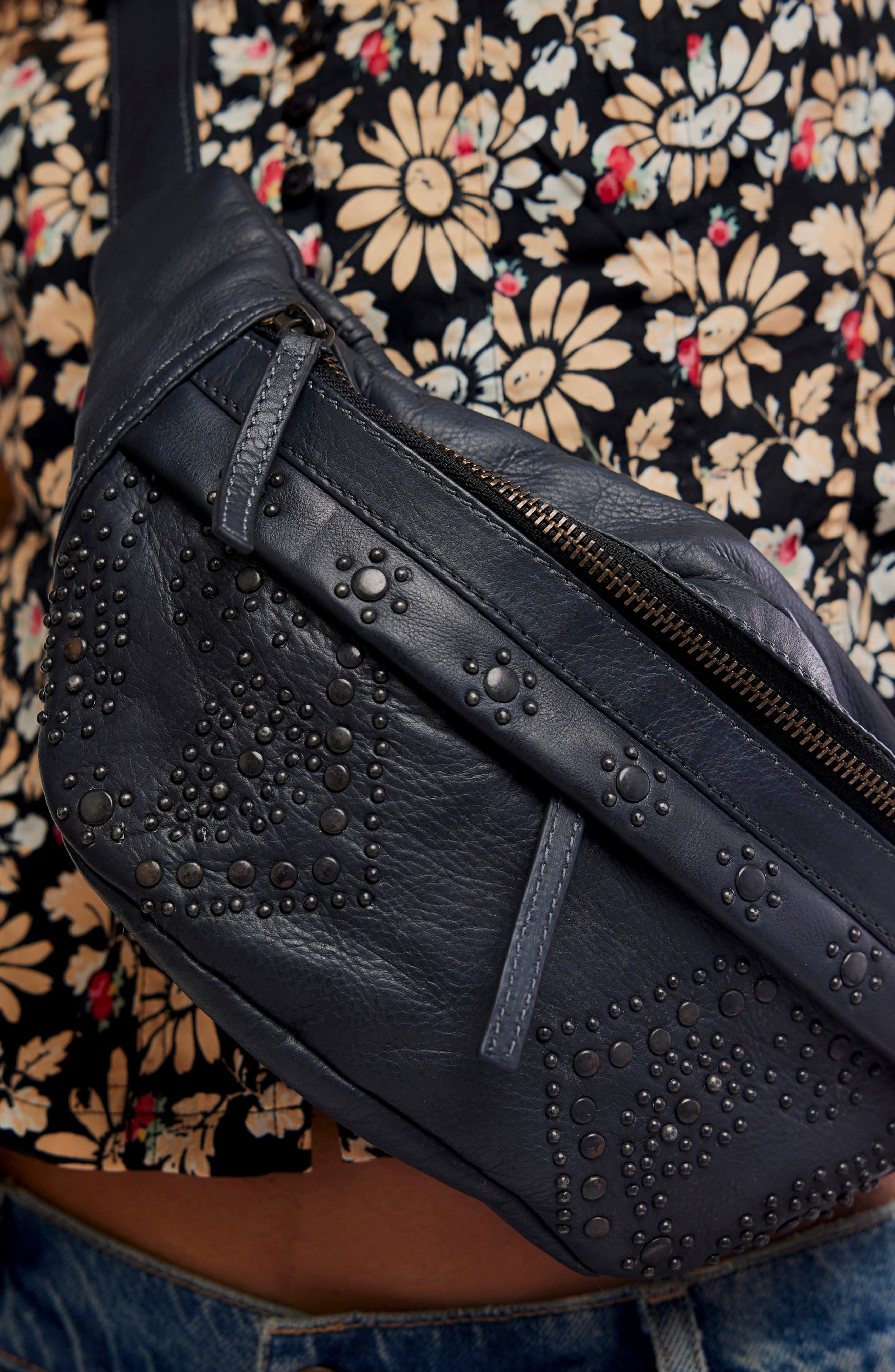 Ana Adorned Leather Sling Bag, Alternate, color, BLACK