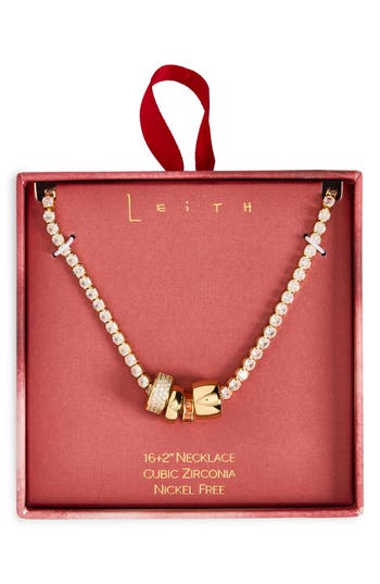 Leith Cubic Zirconia Rondelle Tennis Necklace In Gold