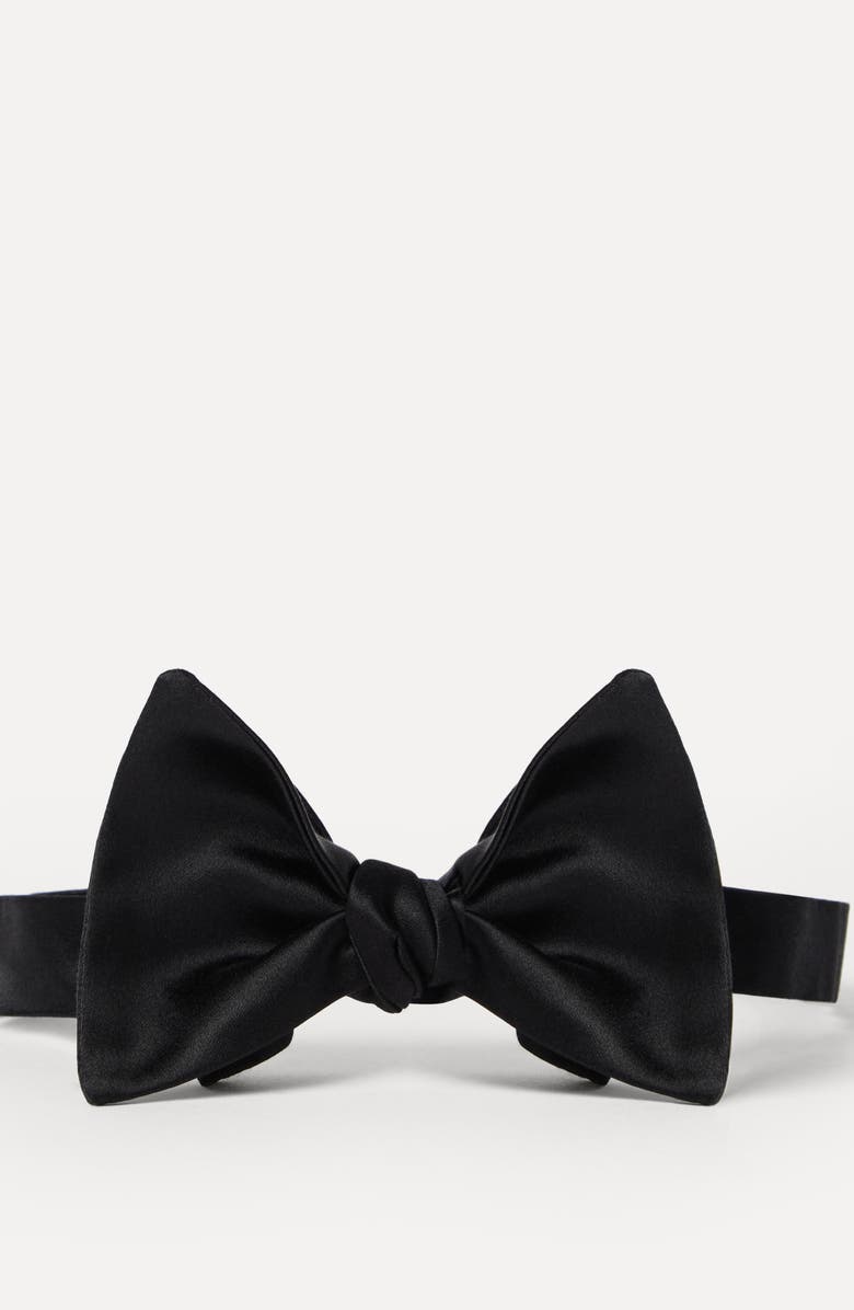 Brunello Cucinelli Cotton and silk satin bow tie, Alternate, color, Black