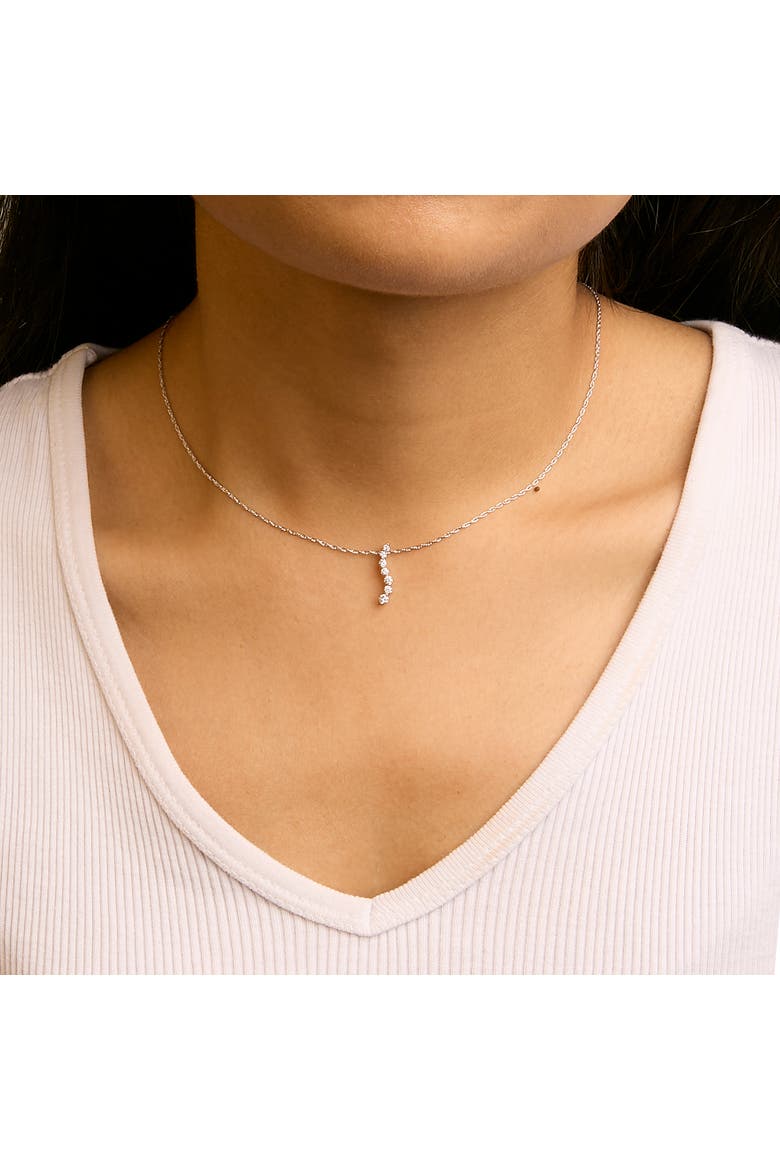 .925 Sterling Silver 1/4 Cttw Lab Grown Diamond Journey Pendant Necklace, Alternate, color, White