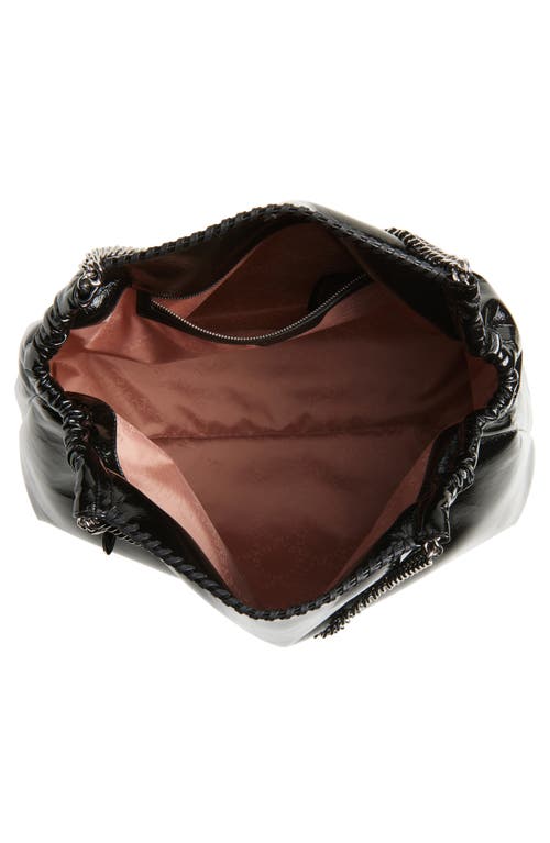 Stella Mccartney Falabella Crinkle Patent Drawstring Tote In Black