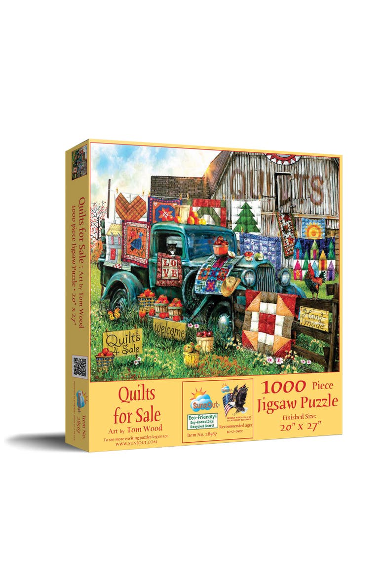 Quilts for Sale 1000 piece Jigsaw Puzzle for Adults, Main, color, Multicolor