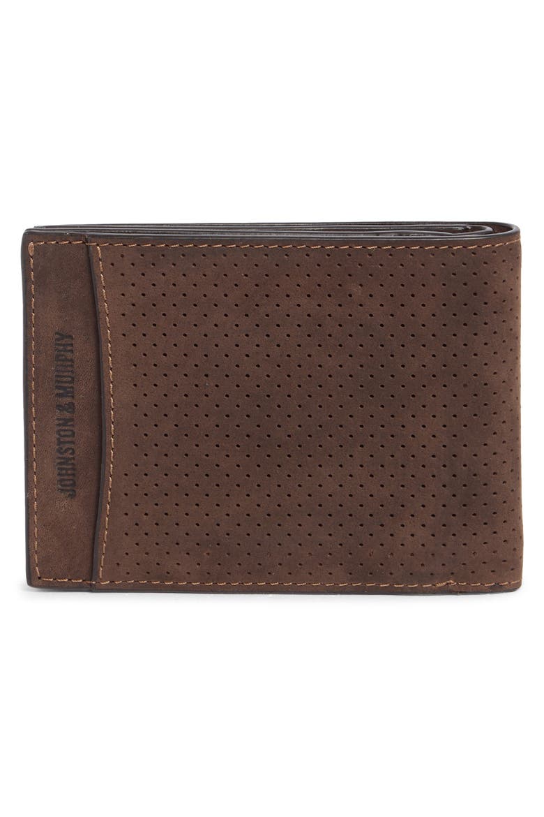 Oil Tanned Leather Perforated Billfold Wallet, Alternate, color, TAN
