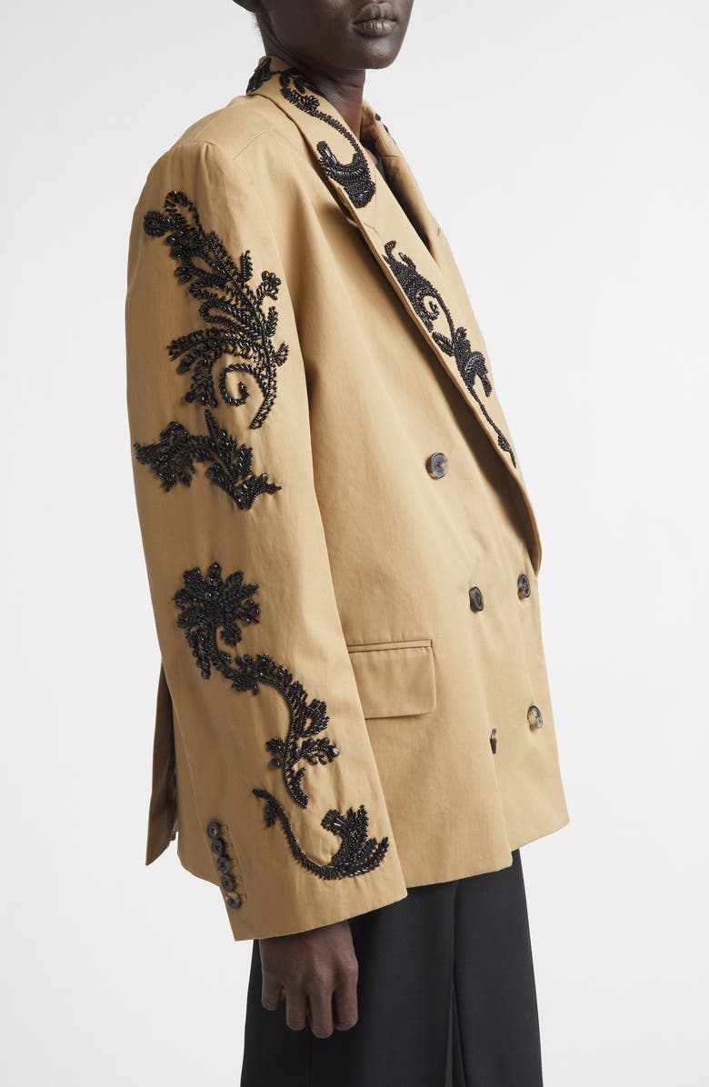 Dries Van Noten Oversize Embroidered Blazer, Alternate, color, Camel