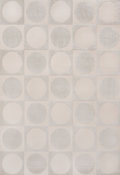 Helena Modern Geometric Circles In Squares High-Low Area Rug