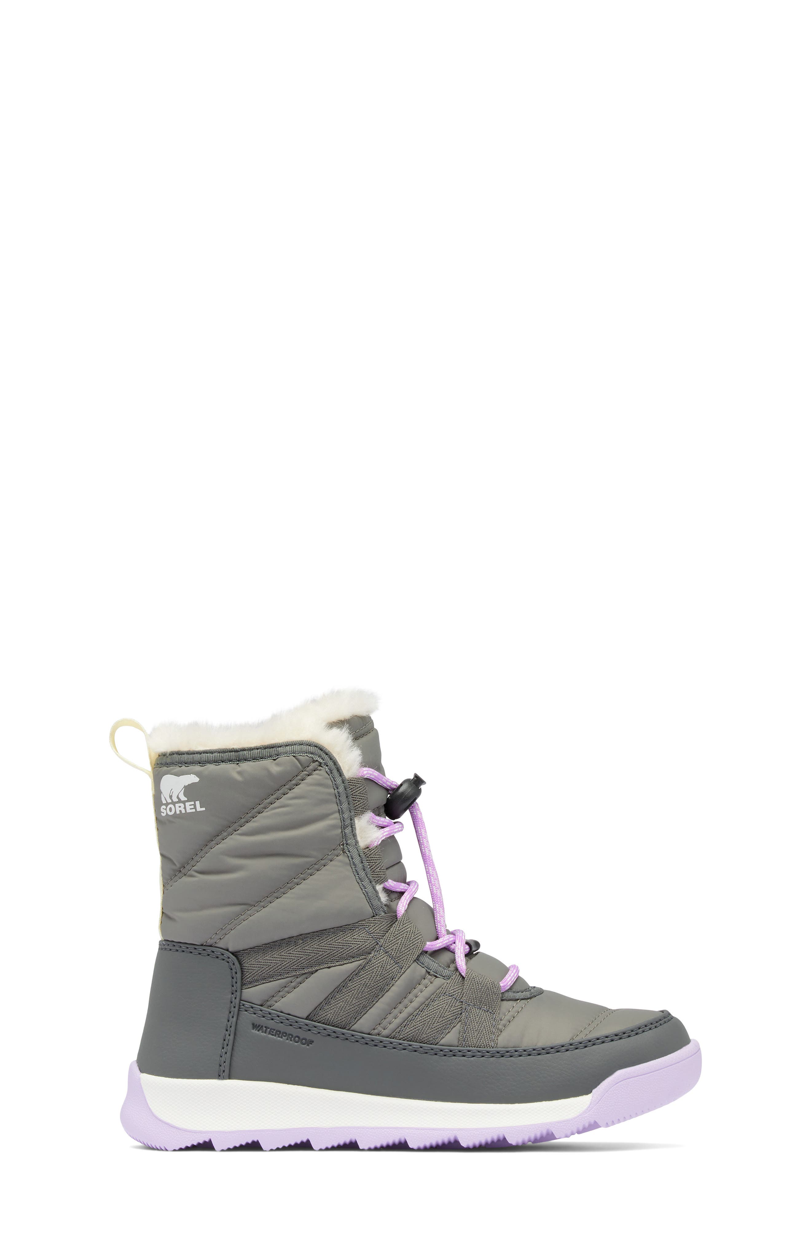 SOREL Kids' Whitney II Plus Waterproof Snow Boot, Alternate, color, Quarry/ Lavender Cloud