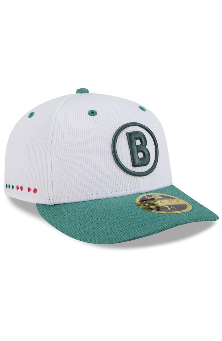 New Era Men's New Era  White/Green Boston Red Sox 2025 City Connect Batting Practice Low Profile 59FIFTY Fitted Hat, Main, color, 