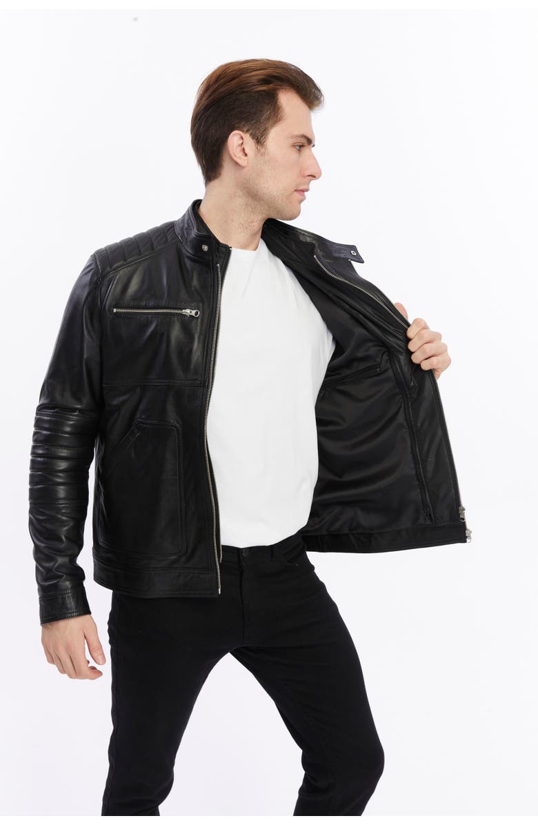 Furniq UK Henry Leather Jacket, Alternate, color, 