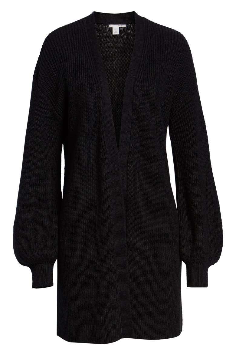 Long Blouson Sleeve Cardigan, Alternate, color, BLACK