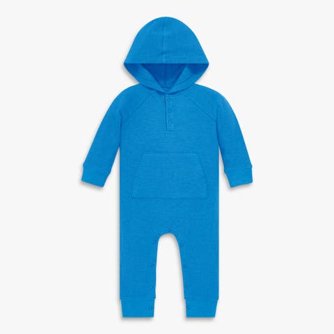 Baby Heathered Waffle Henley Romper