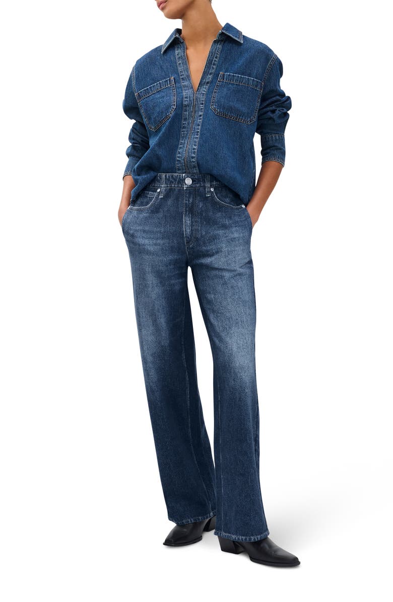 rag & bone Miramar Wide Leg Cotton Terry Sweatpant Jeans, Alternate, color, Petra