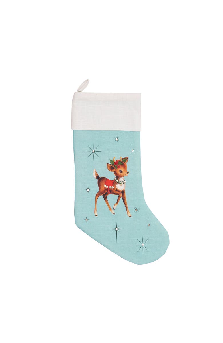 C&F Home Baby Reindeer 100% Cotton Light Blue Hanging Christmas Stocking 20", Main, color, Blue