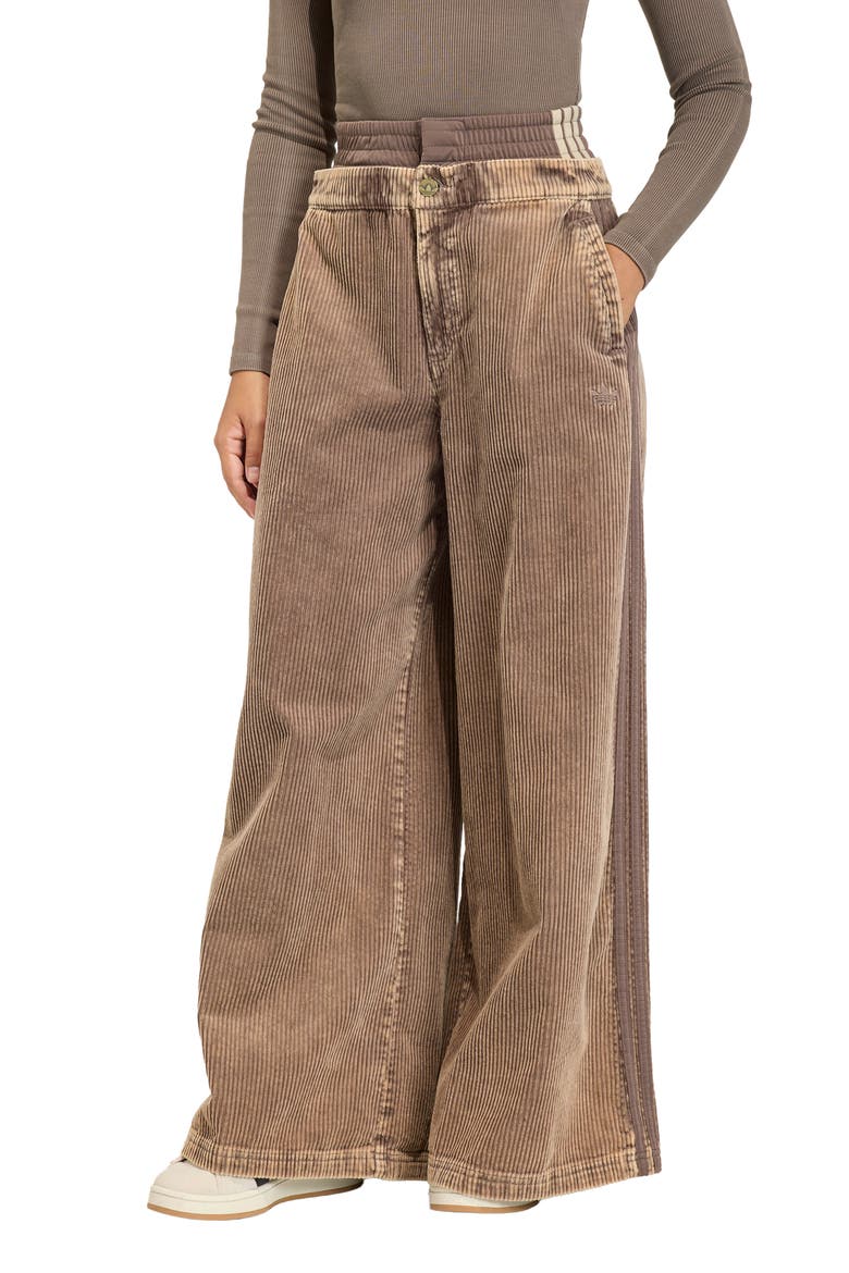Side Stripe Corduroy Wide Leg Pants, Main, color, EARTH STRATA