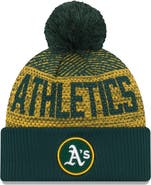 New Era Men's New Era Green Oakland Athletics Authentic Collection Sport Cuffed Knit Hat with Pom