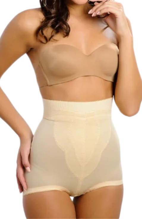 Medium Support High Waist Panty Brief with Tulip Front Panel Memory Compression Fabric (Regular & Plus Sizing)