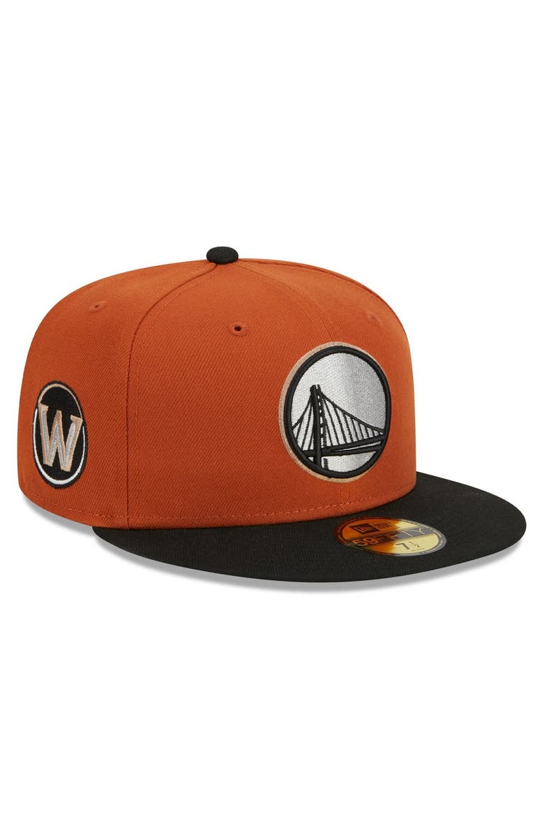 New Era Men's New Era Rust/Black Golden State Warriors Two-Tone 59FIFTY Fitted Hat, Alternate, color, 