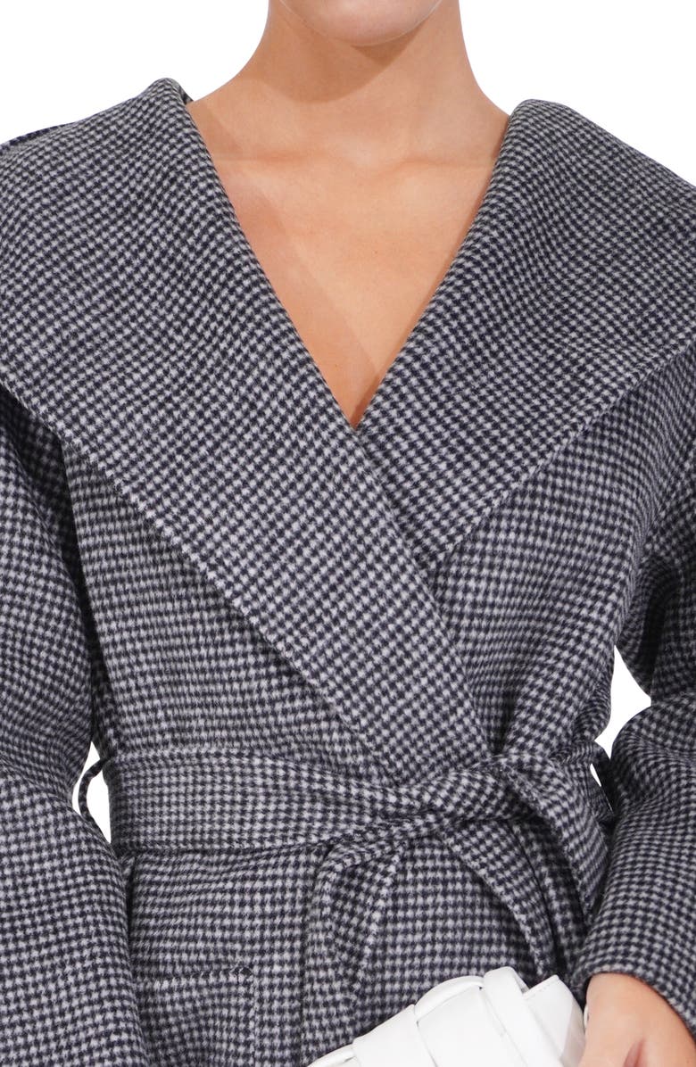 Belle & Bloom Arcadia Oversize Hooded Wool Blend Coat, Alternate, color, Black/ White