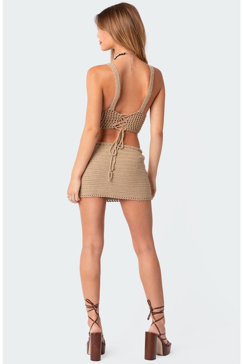 Baeside Crochet Miniskirt, Alternate, color, CAMEL