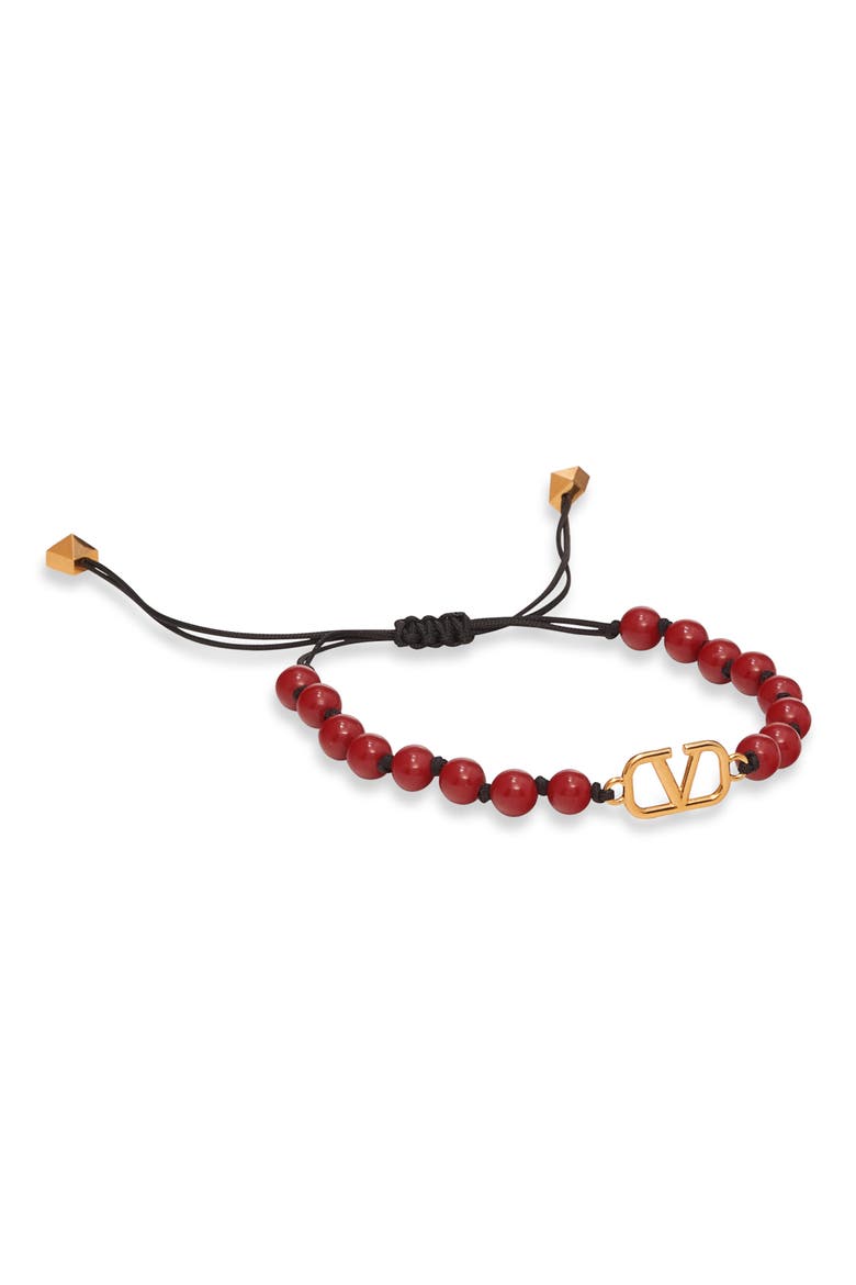 Men's VLOGO Beaded Bracelet, Main, color, CORALLO/ NERO