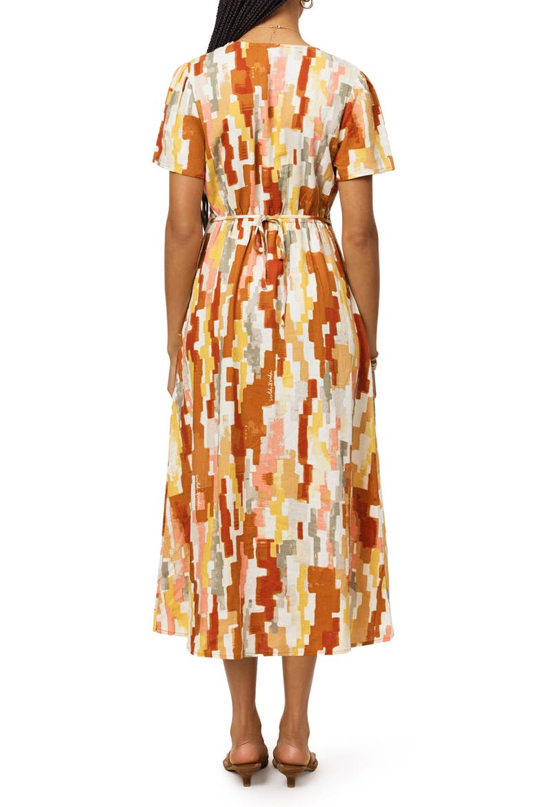 V-Neck Linen Blend Dress, Alternate, color, MOROCCAN RUG