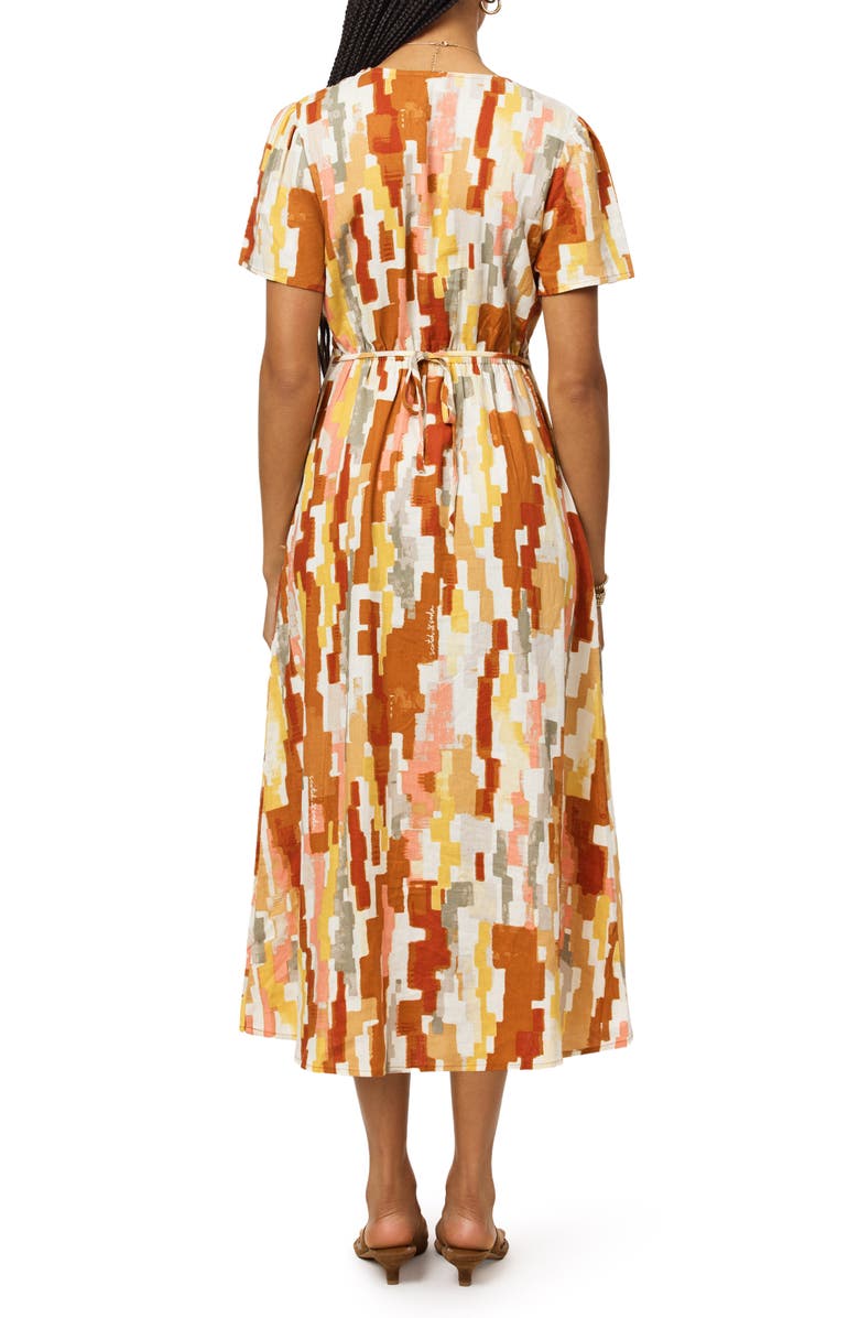 Scotch & Soda V-Neck Linen Blend Dress, Alternate, color, Moroccan Rug