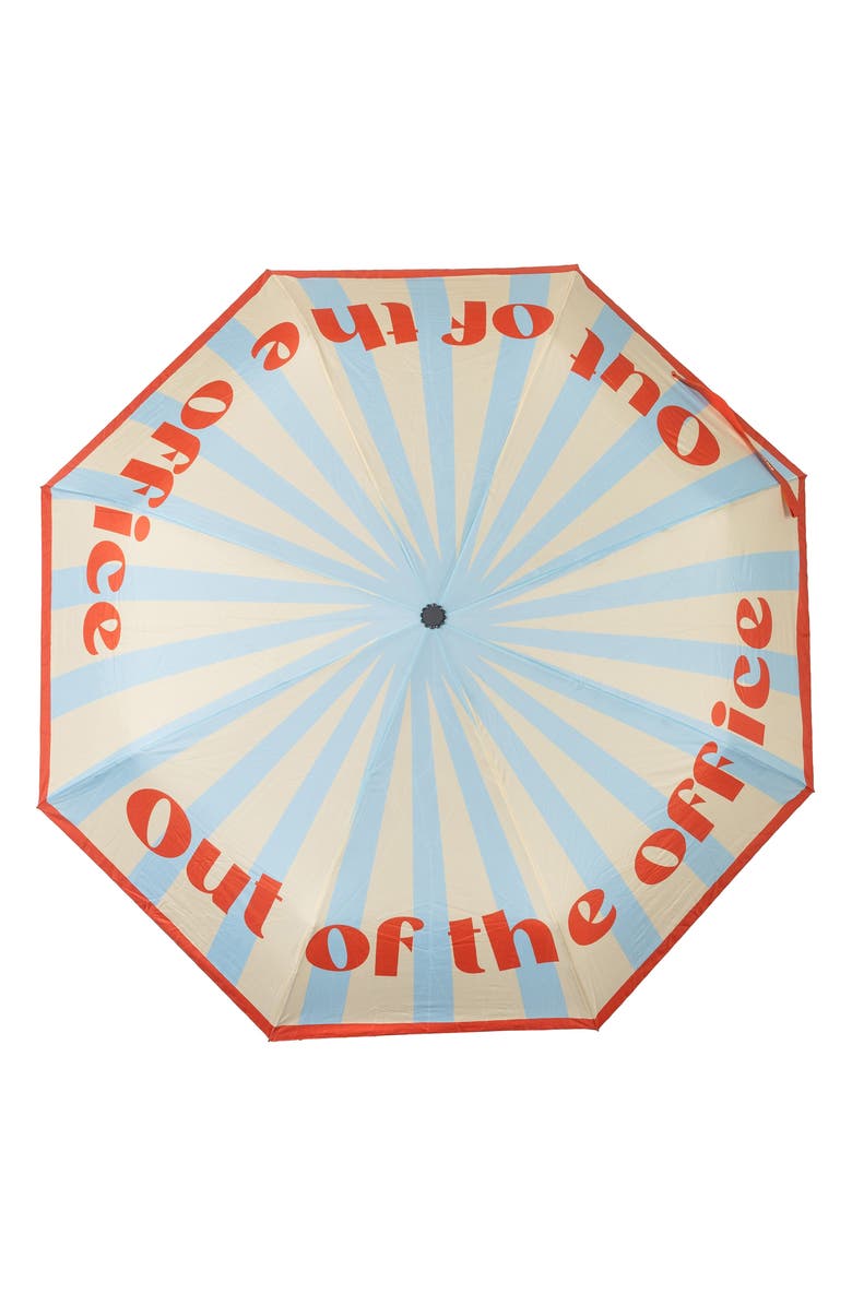 Fisura Out of Office Automatic Folding Compact Umbrella, Alternate, color, Beige/ Blue