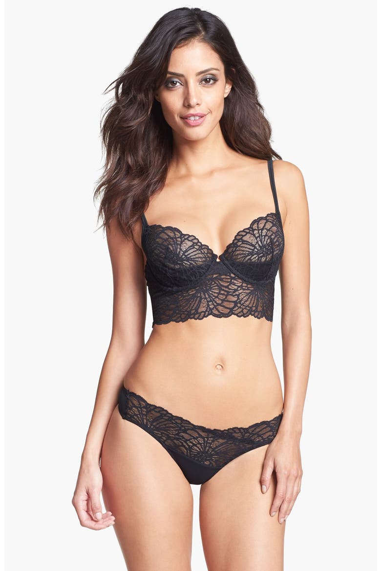 Underwire Longline Mesh Bra, Alternate, color, BLACK