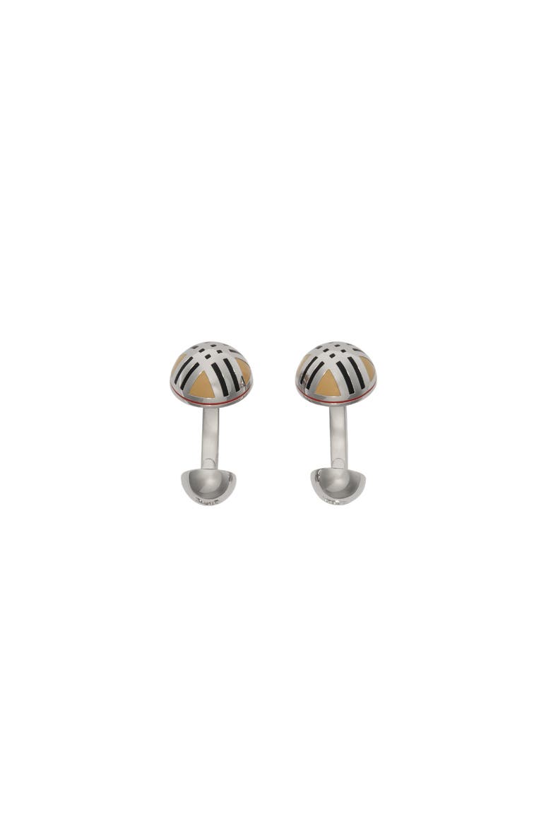 Enamel Check Cufflinks, Main, color, Silver