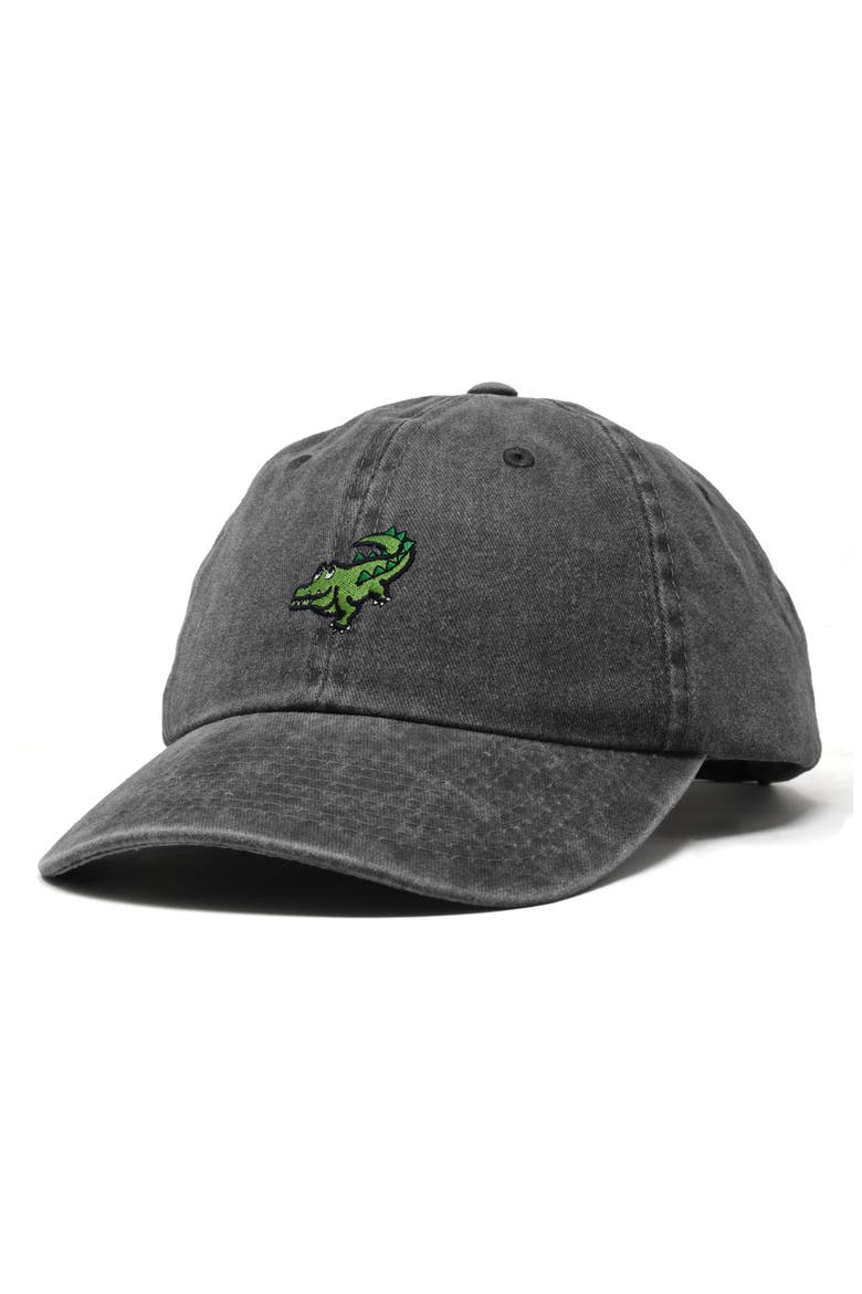 Alligator Embroidered Wildlife Cap, Alternate, color, Washed Black