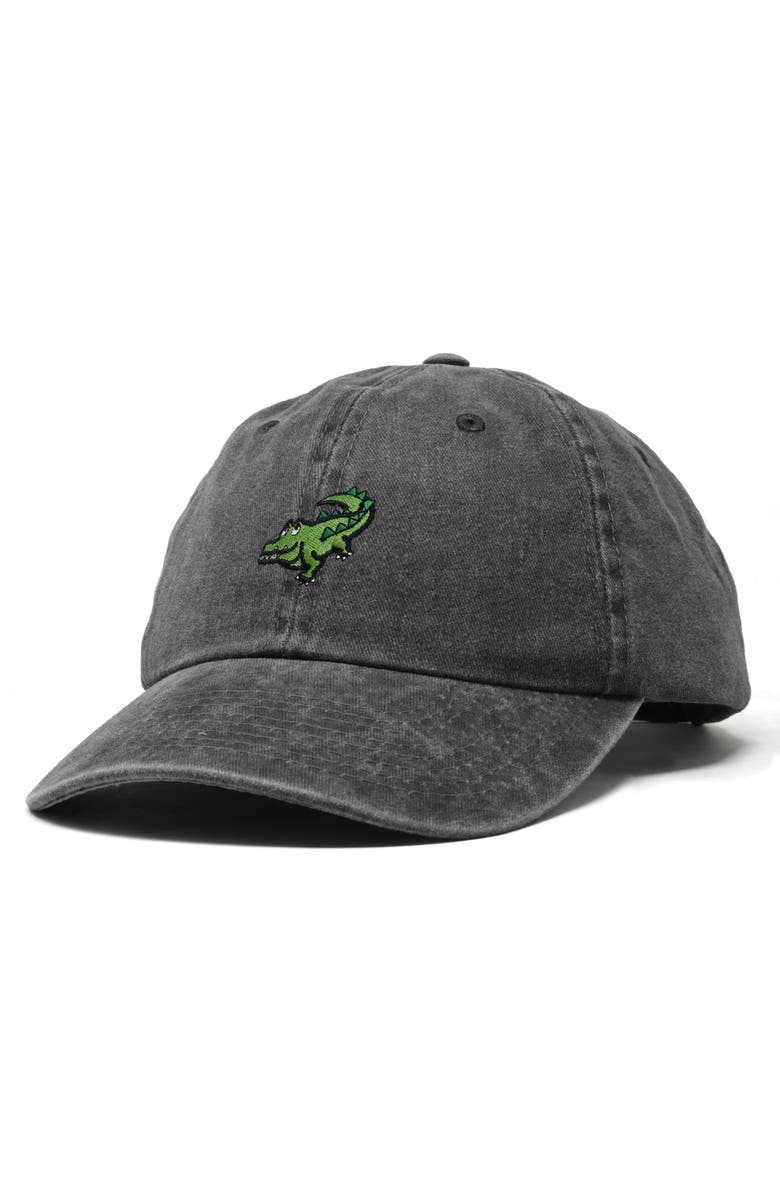 Dalix Alligator Embroidered Wildlife Cap, Alternate, color, Washed Black
