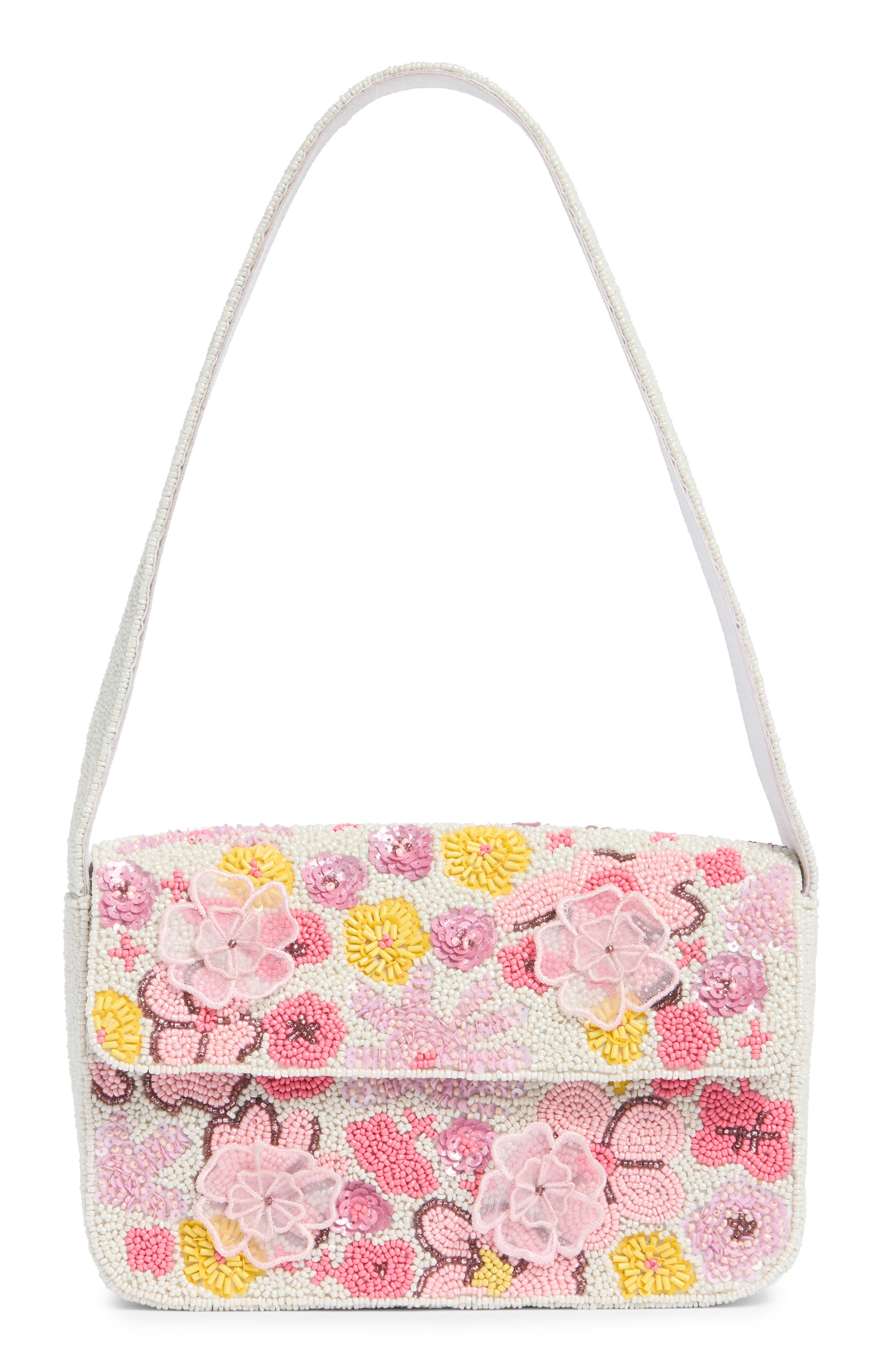 Collection XIIX Beaded 3D Floral Baguette Shoulder Bag