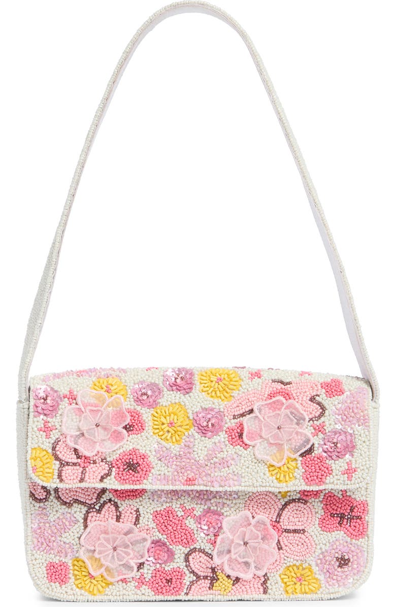 Collection XIIX Beaded 3D Floral Baguette Shoulder Bag, Main, color, Pink Multi