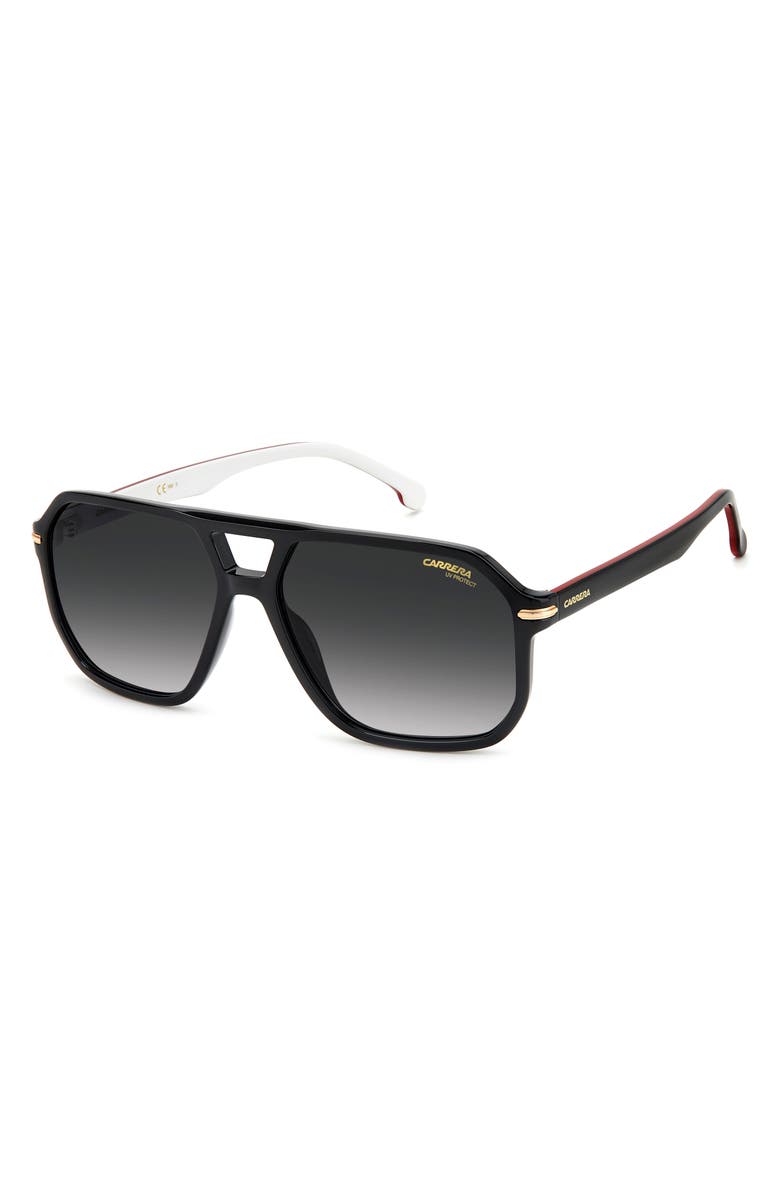 Carrera Eyewear 59mm Rectangular Sunglasses, Alternate, color, Black/ Grey Shaded