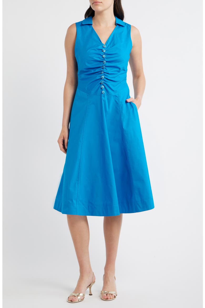 Ruched Sleeveless Dress, Main, color, BLUE JEWEL
