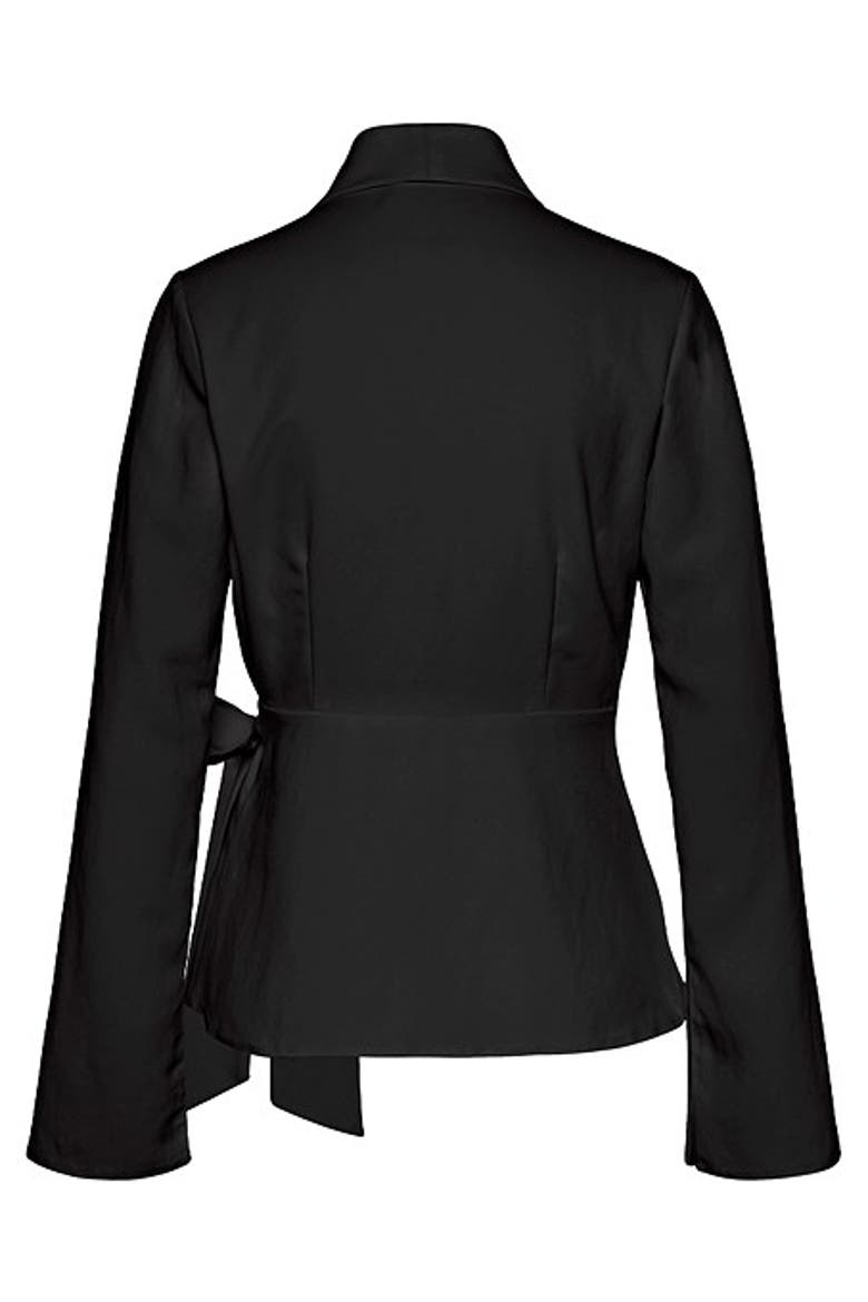 Women's Lapel Wrap Blouse, Alternate, color, Black