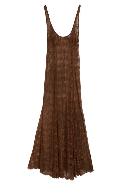 Collina Strada Pamela Sheer Lace Slipdress In Brown