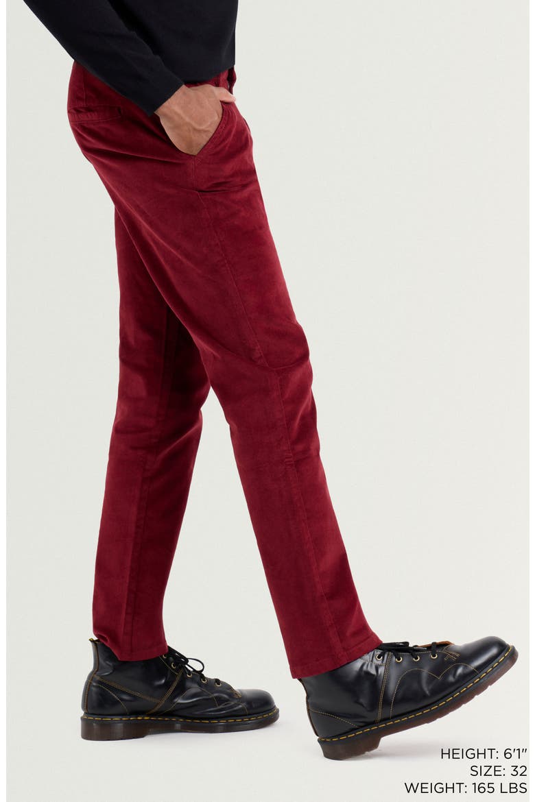 Slim Fit Five-Pocket Corduroy Pants, Alternate, color, BURGUNDY
