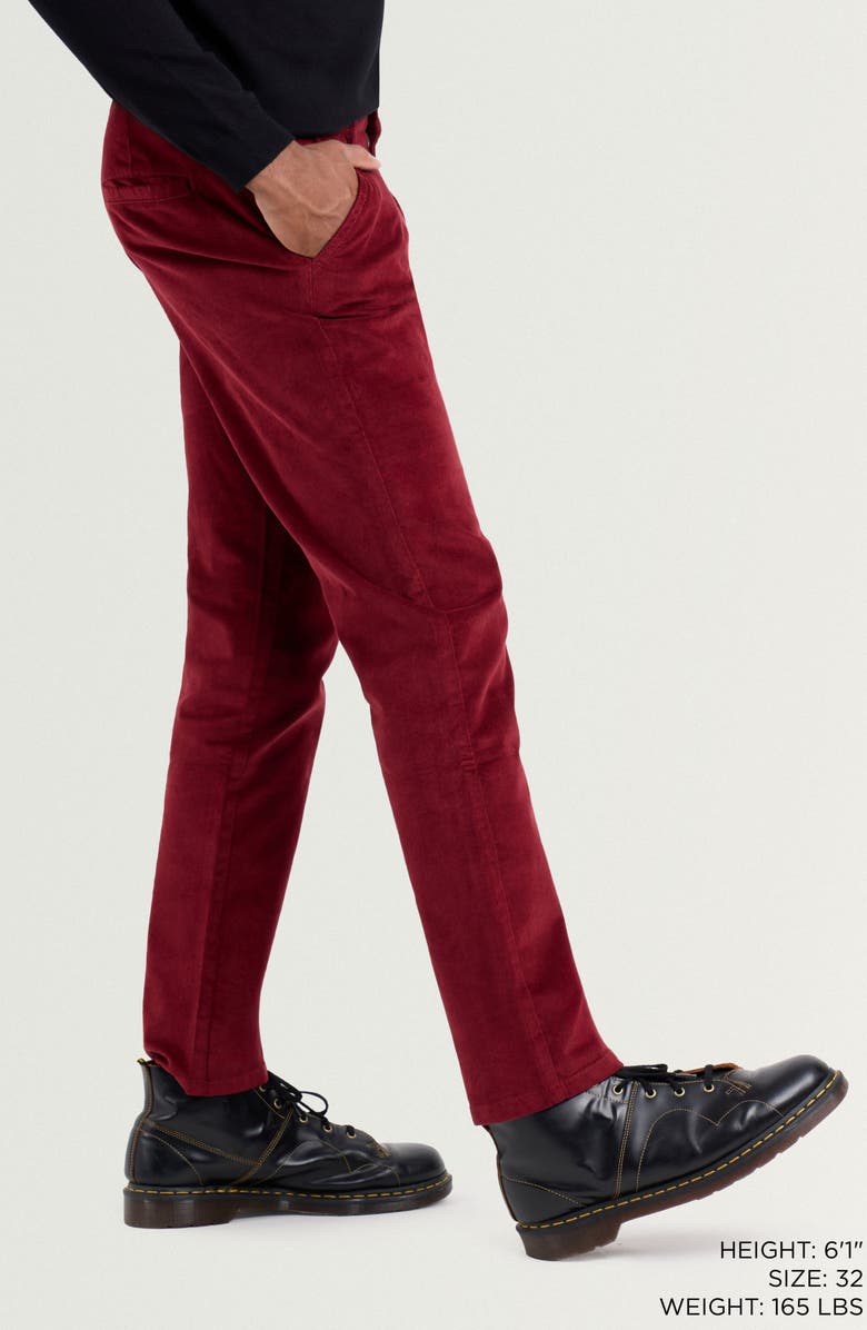 Spring + Mercer Slim Fit Five-Pocket Corduroy Pants, Alternate, color, Burgundy