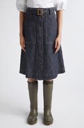Moncler Belted Denim Midi Skirt
