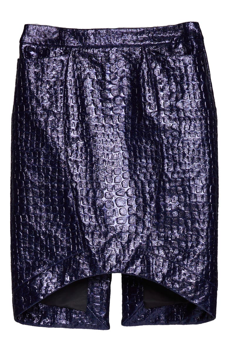 TOM FORD Metallic Croc Embossed High-Low Skirt, Alternate, color, 