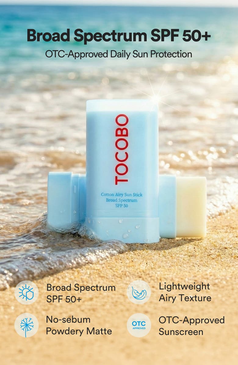 Tocobo Cotton Airy Sun Stick Broad Spectrum SPF 50, Alternate, color,