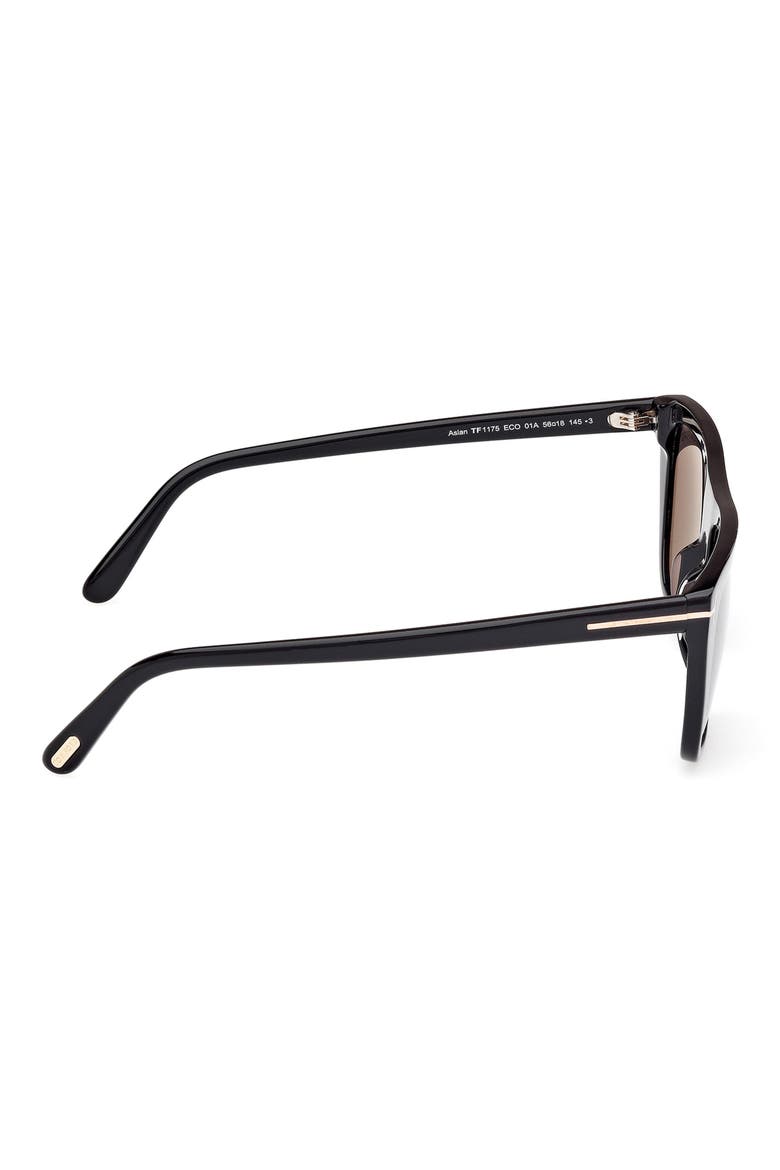 Aslan 56mm Rectangular Sunglasses, Alternate, color, SHINY BLACK / SMOKE
