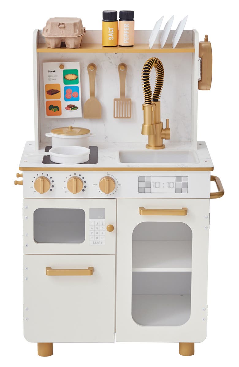 Teamson Kids Chef Memphis Kitchen Playset, Main, color, White/ Gold