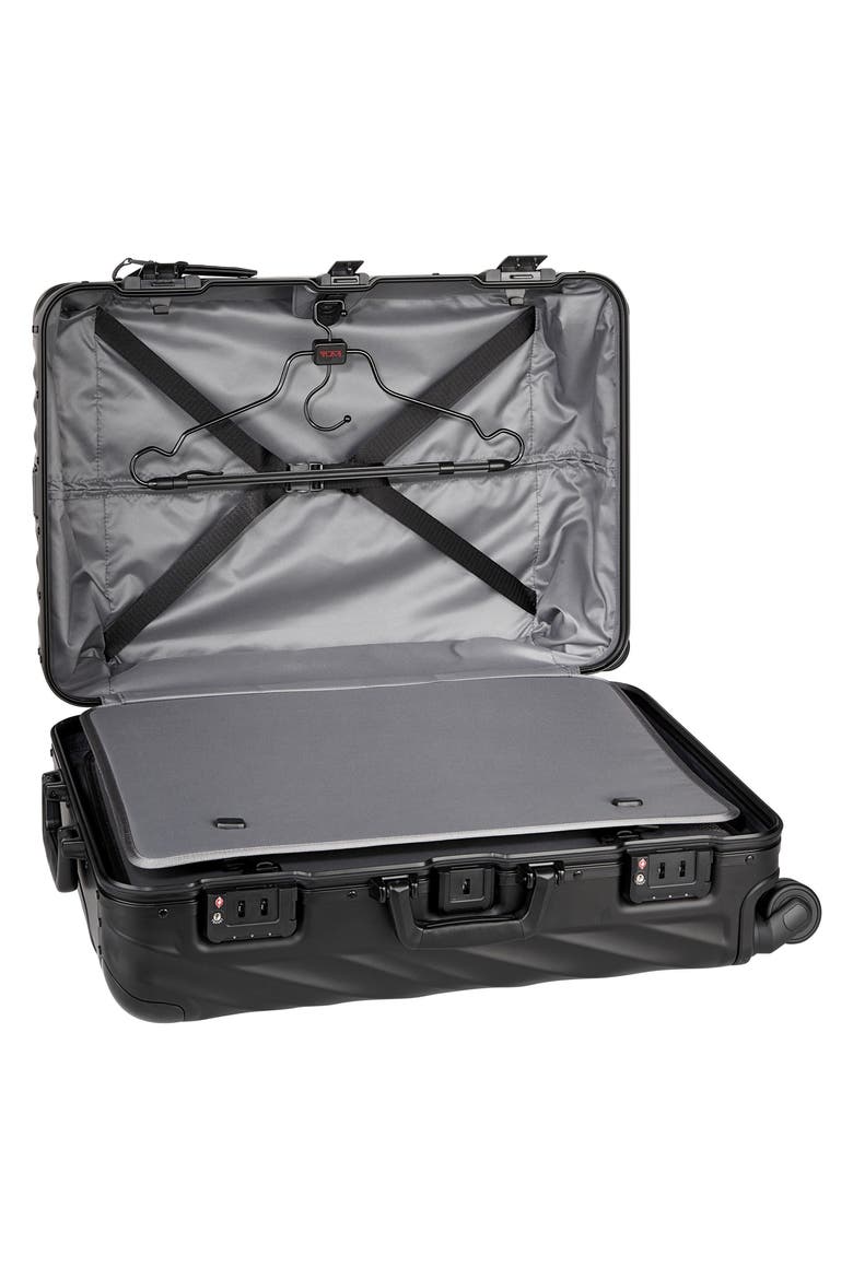 19 Degree Aluminum Medium Checked Luggage, Alternate, color, MATTE BLACK