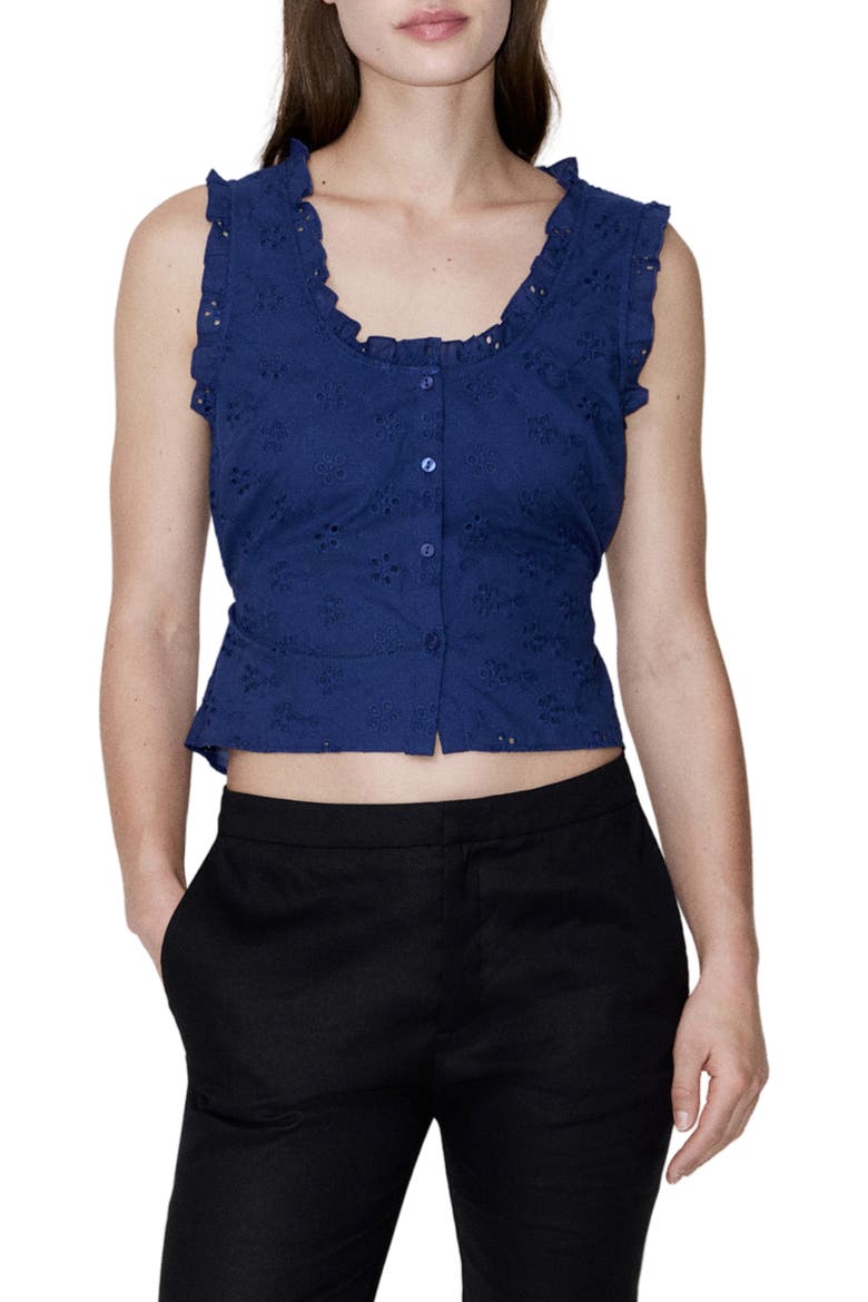 Embroidered Sleeveless Crop Top, Main, color, INK BLUE