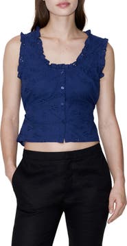 MANGO Embroidered Sleeveless Crop Top