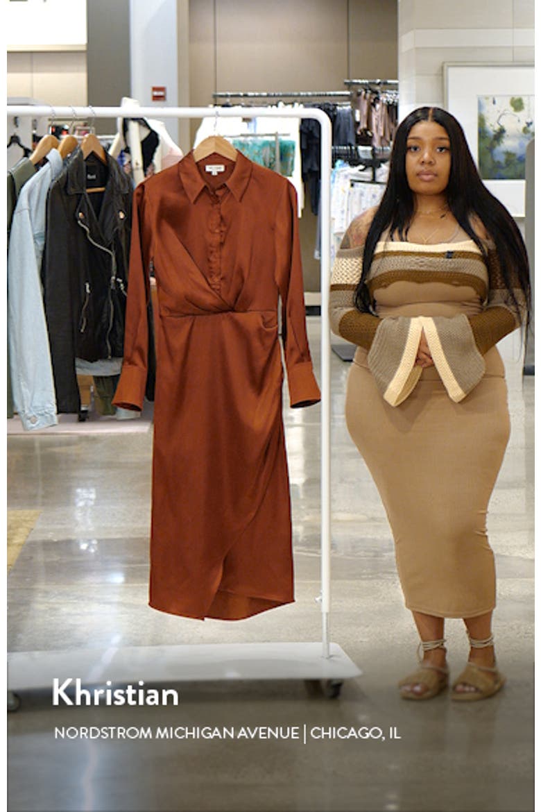 Long Sleeve Satin Shirtdress video