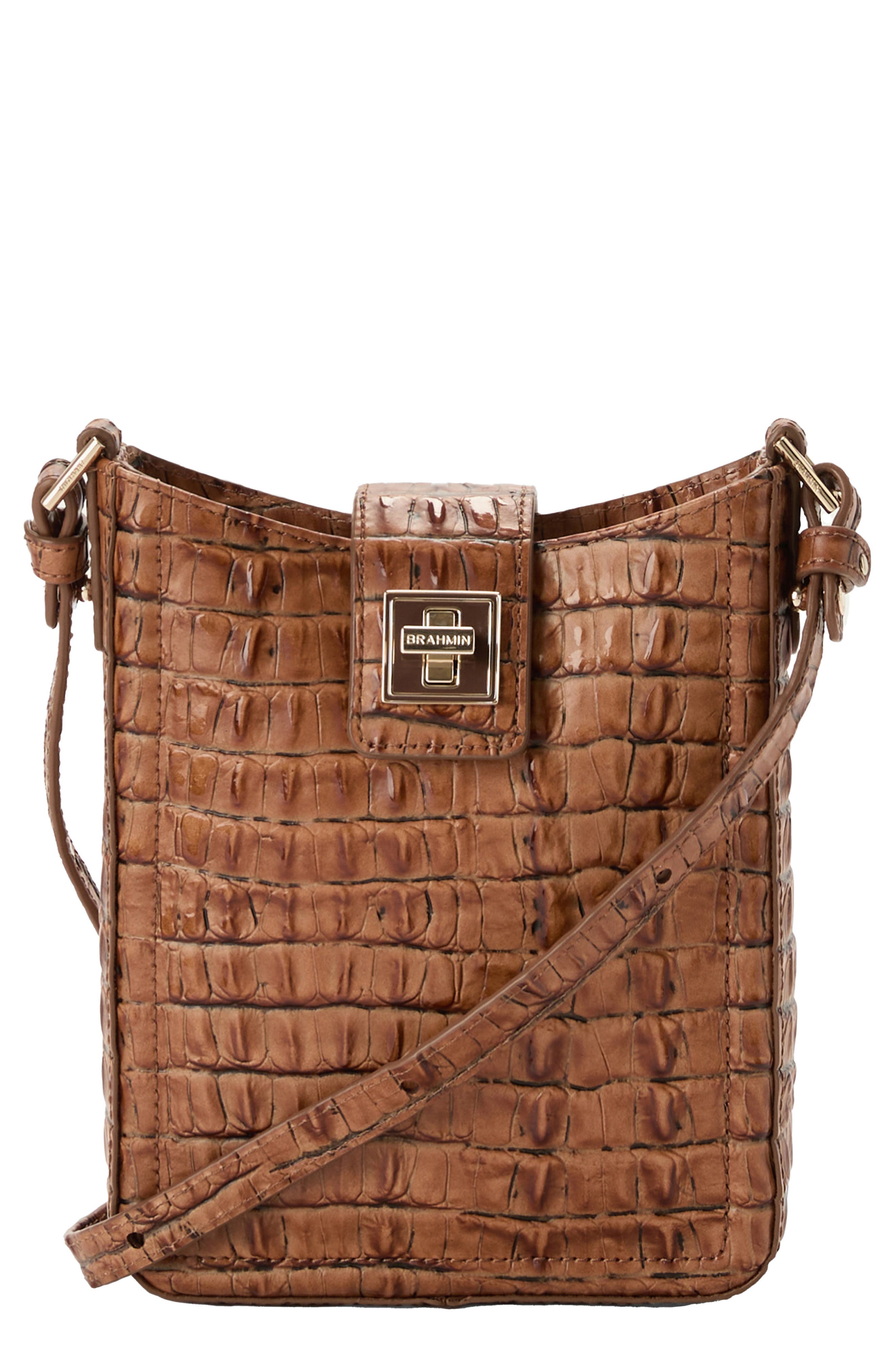 Brahmin Marley Croc Embossed Leather Crossbody Bag, Main, color, 