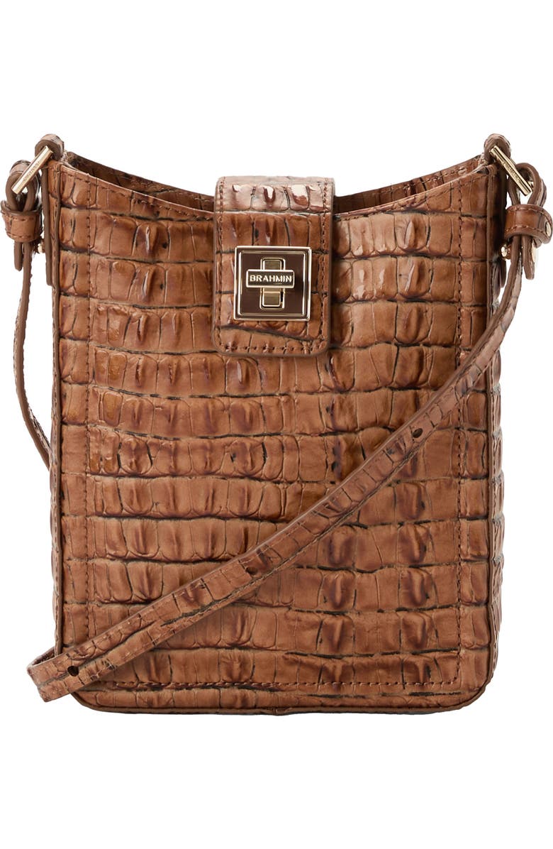 Brahmin Marley Croc Embossed Leather Crossbody Bag, Main, color,